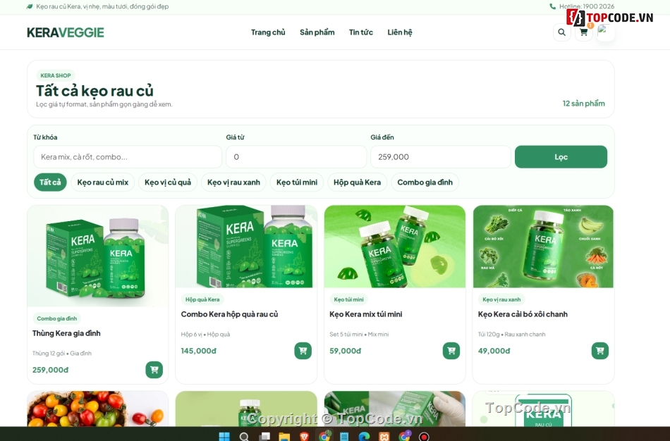 bán kẹo,bán website,website bán rau củ